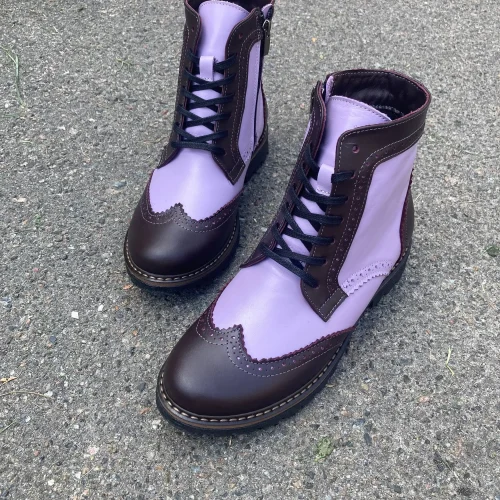 Two-tone Leather Women’s Brogue Boots