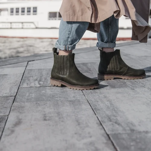 Women’s Olive Nubuck Chelsea Ankle Boots