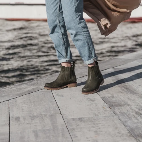 Women’s Olive Nubuck Chelsea Ankle Boots