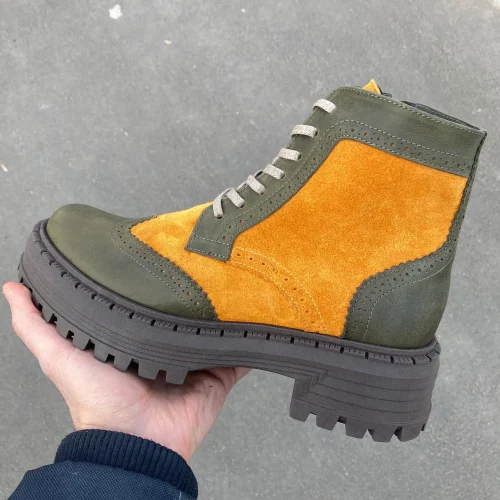 Two-tone Leather Women’s Brogue Boots