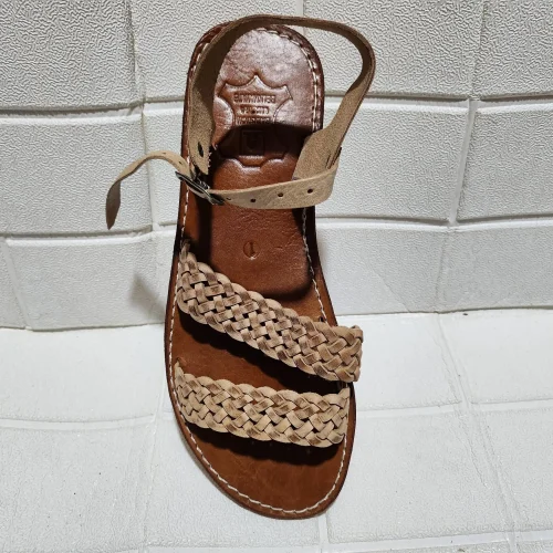Women’s Tan Braided Moroccan Leather Sandals