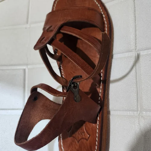 Women’s Brown Toe Loop Ankle Strap Sandals