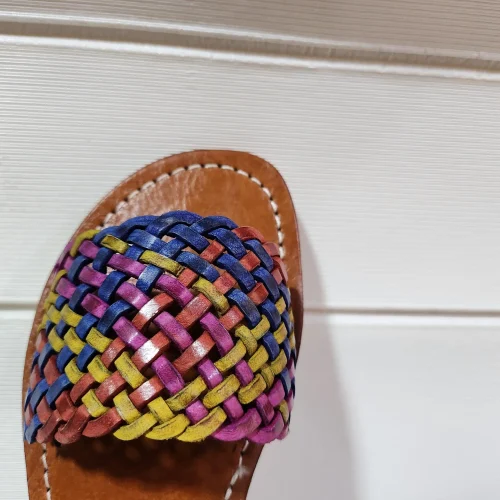 Women’s Colorful Woven Moroccan Leather Summer Slides